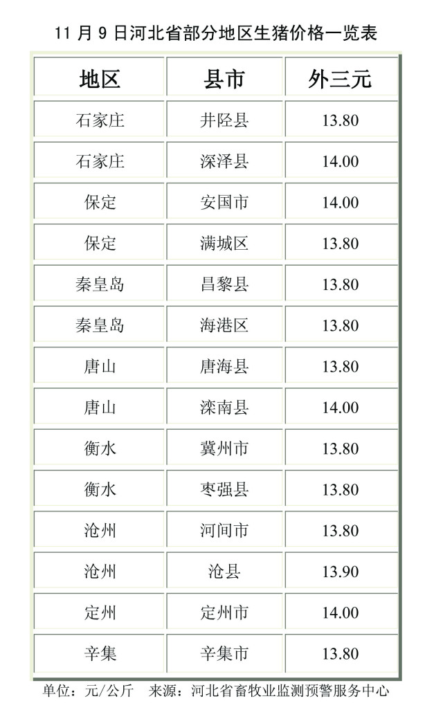 往年11月9日生猪价格行情解析与市场动态报告